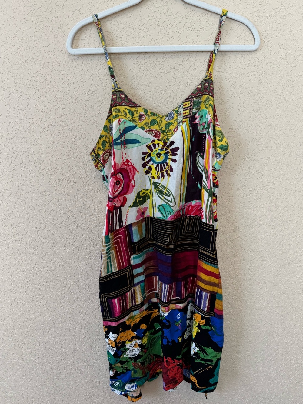 Jams World 50 Years Multi-Color Spaghetti Strap 100% Rayon Dress, Size L